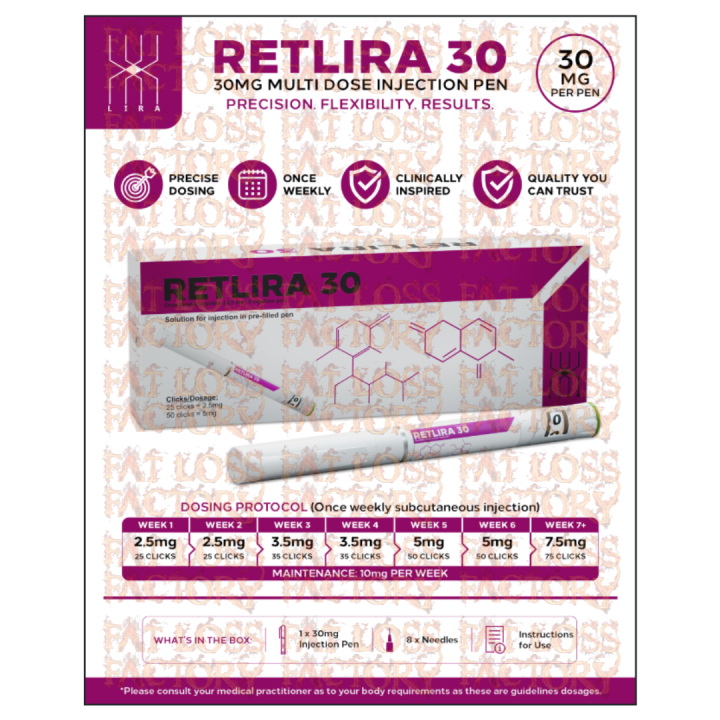 Lira Pharma RetLira Retatrutide 30mg Pre-Filled Pen | Fat Loss Factory